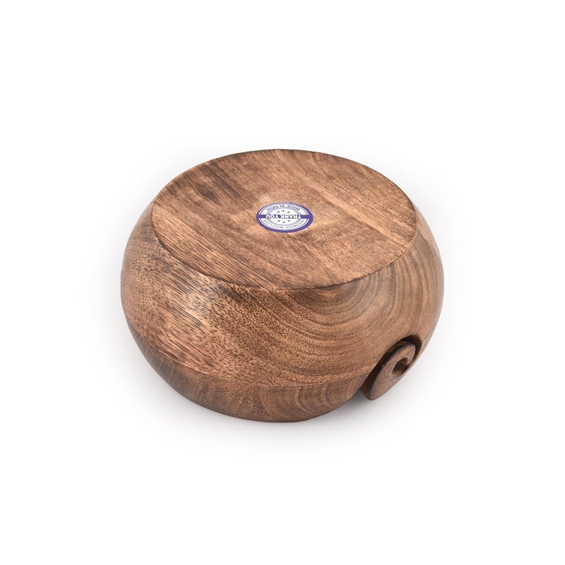 NIRMAN Wooden Yarn Bowl Hand Made by Indian Artisans with Premium Mango Wood for Knitting and Crochet (6" x 6" x 3'') - Image 3